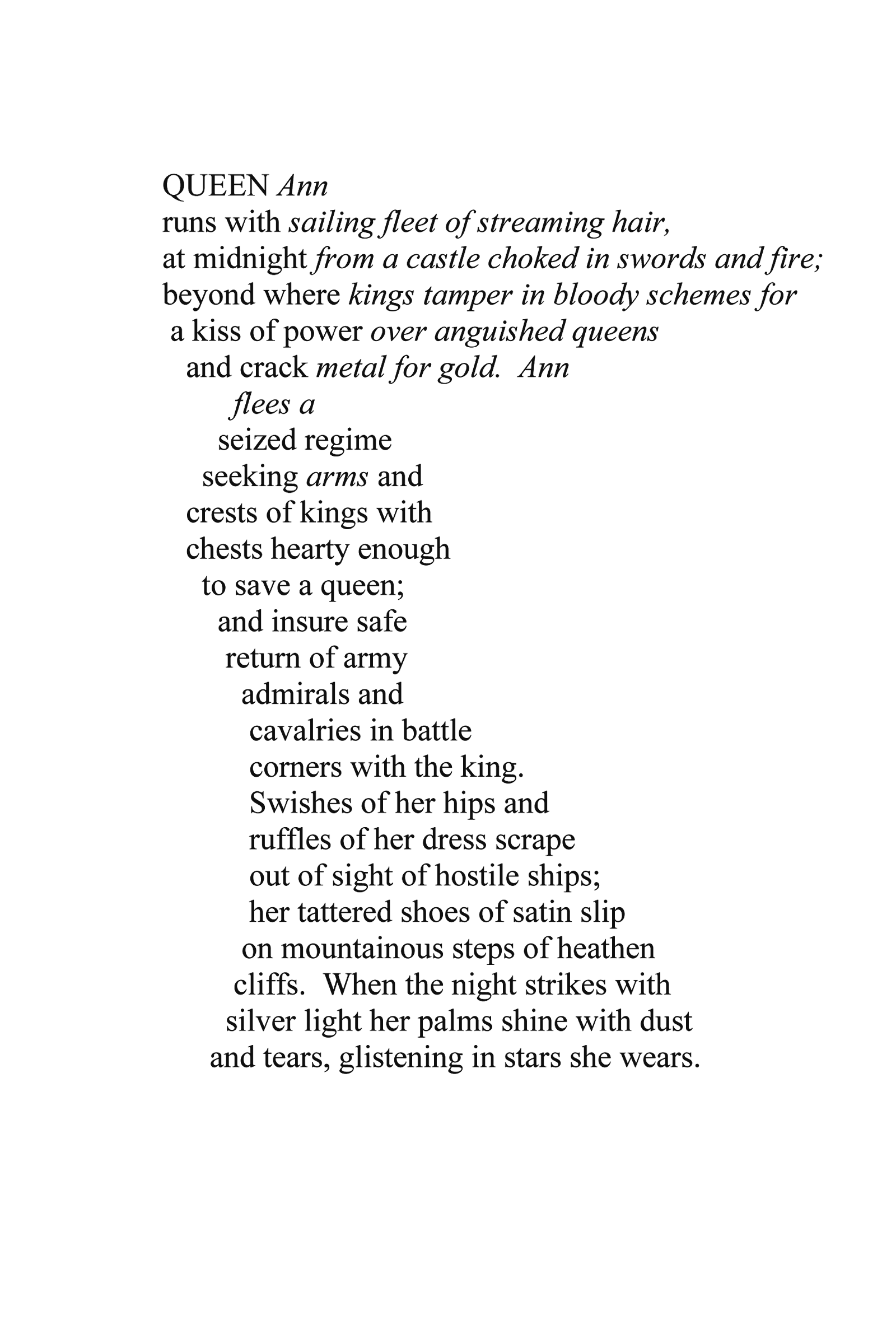 Queen Ann — the poem, rendered in concrete poetry form