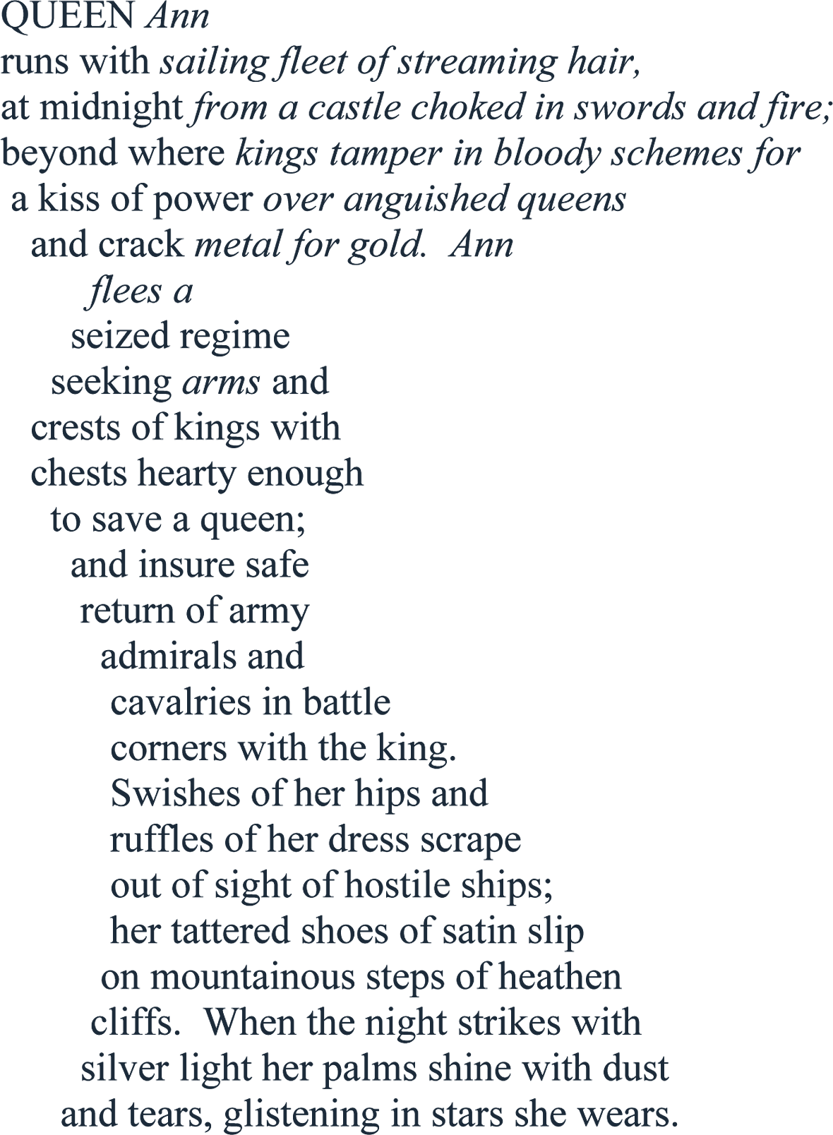 Queen Ann — the poem, rendered in concrete poetry form