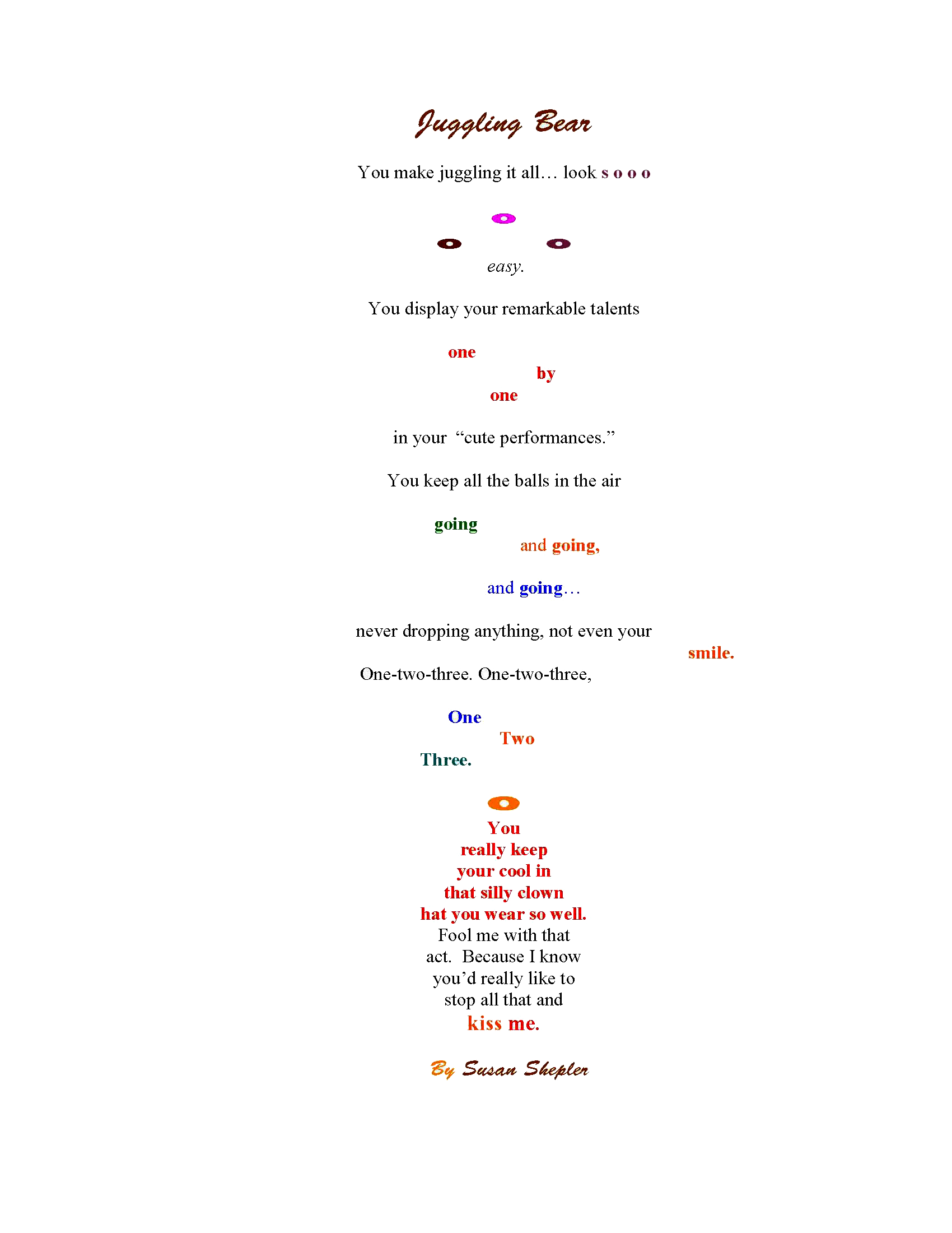 Juggling Bear — concrete-poetry form